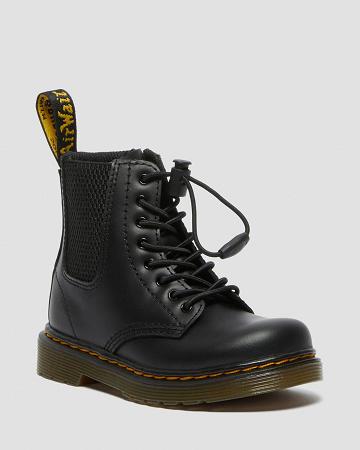 Black Kids' Dr Martens Toddler 1460 Harper Leather Casual Boots | CA 663MQZ